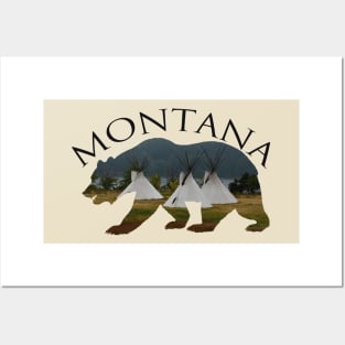 Montana - Grizzly and Teepees Posters and Art